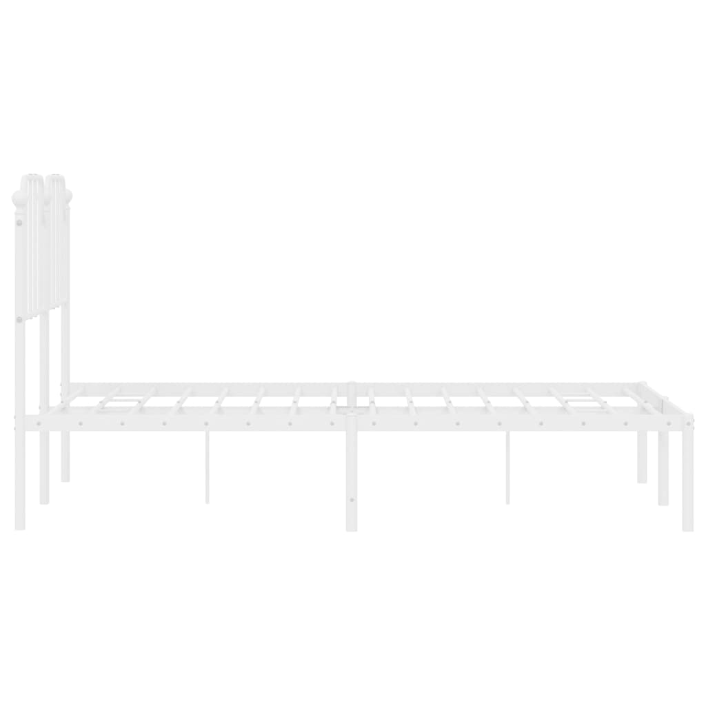 Metal Bed Frame without Mattress with Headboard White 120x190cm