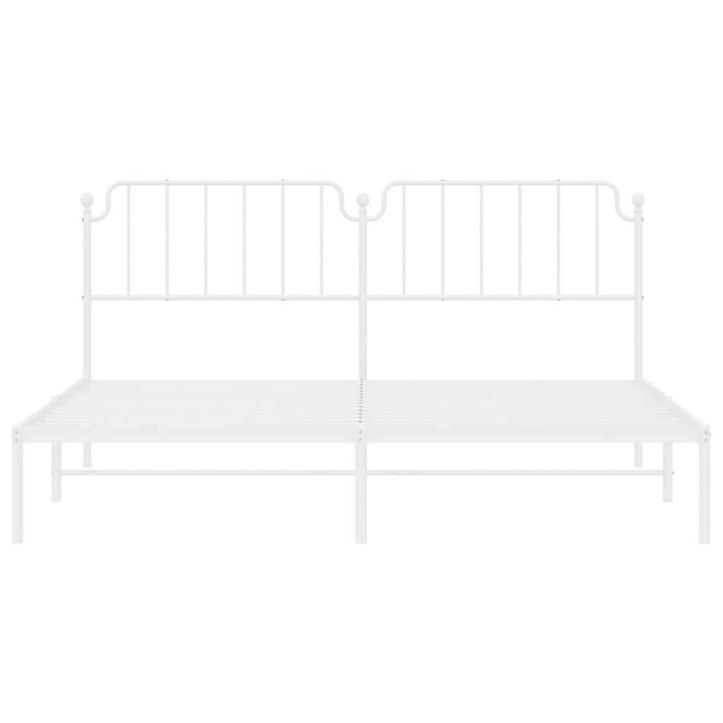 Metal Bed Frame without Mattress with Headboard White 193x203cm