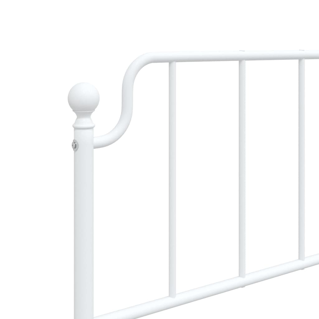 Metal Bed Frame without Mattress with Footboard White 75x190cm