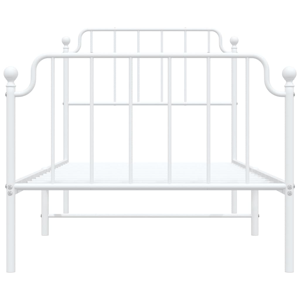 Metal Bed Frame without Mattress with Footboard White 90x200cm