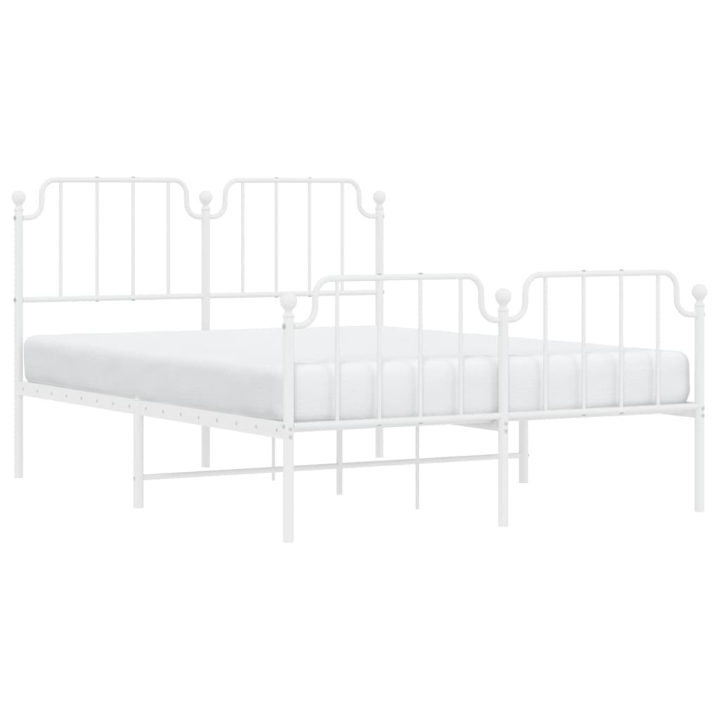 Metal Bed Frame without Mattress with Footboard White 140x200cm