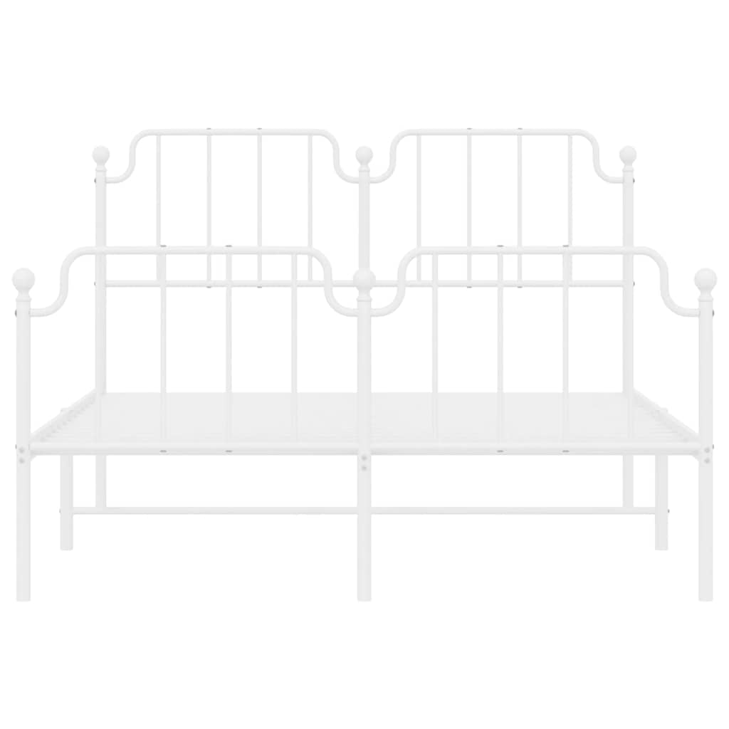 Metal Bed Frame without Mattress with Footboard White 150x200cm