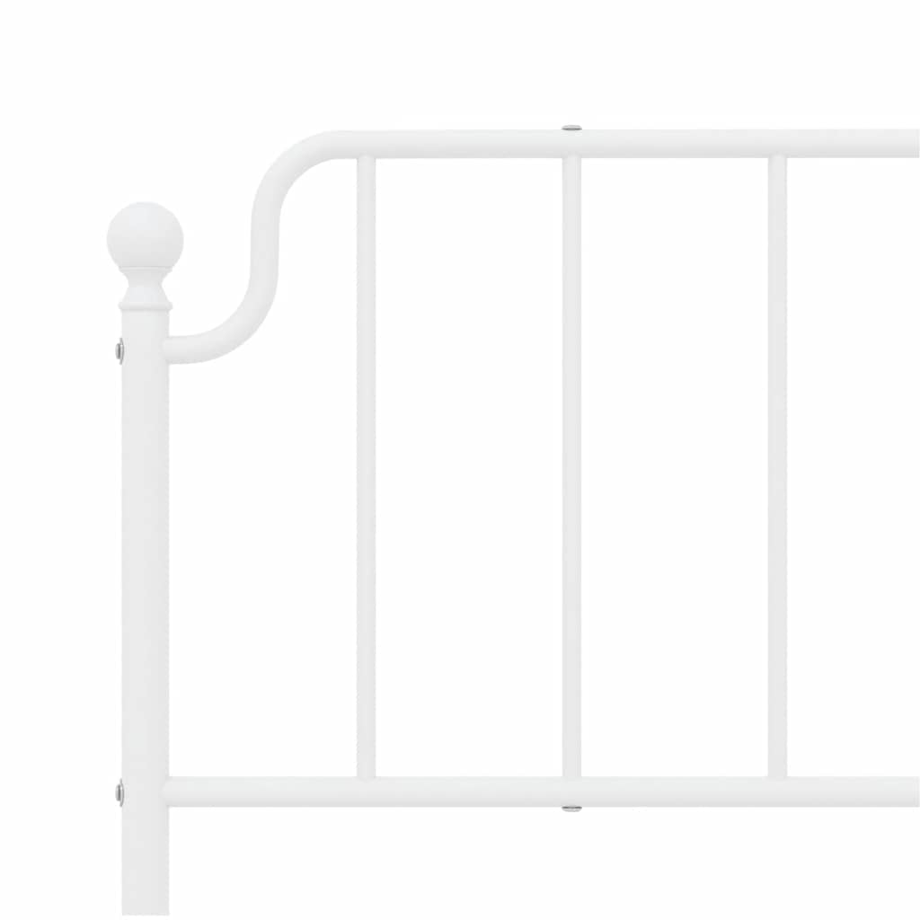 Metal Bed Frame without Mattress with Footboard White 183x213cm