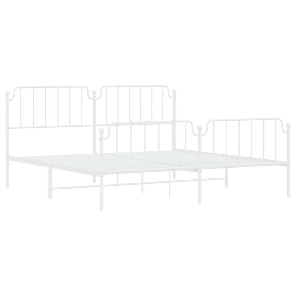 Metal Bed Frame without Mattress with Footboard White 193x203cm