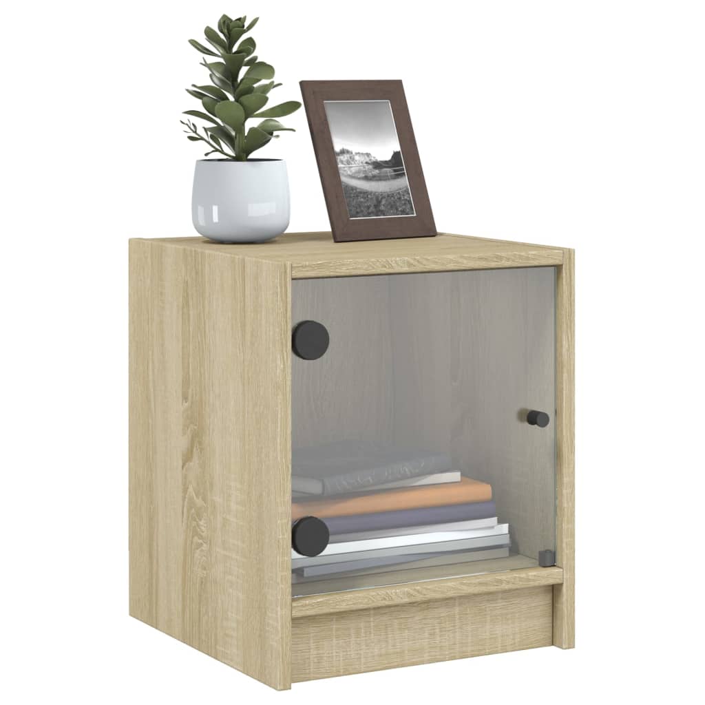 Bedside Cabinets with Glass Doors 2 pcs Sonoma Oak 35x37x42 cm