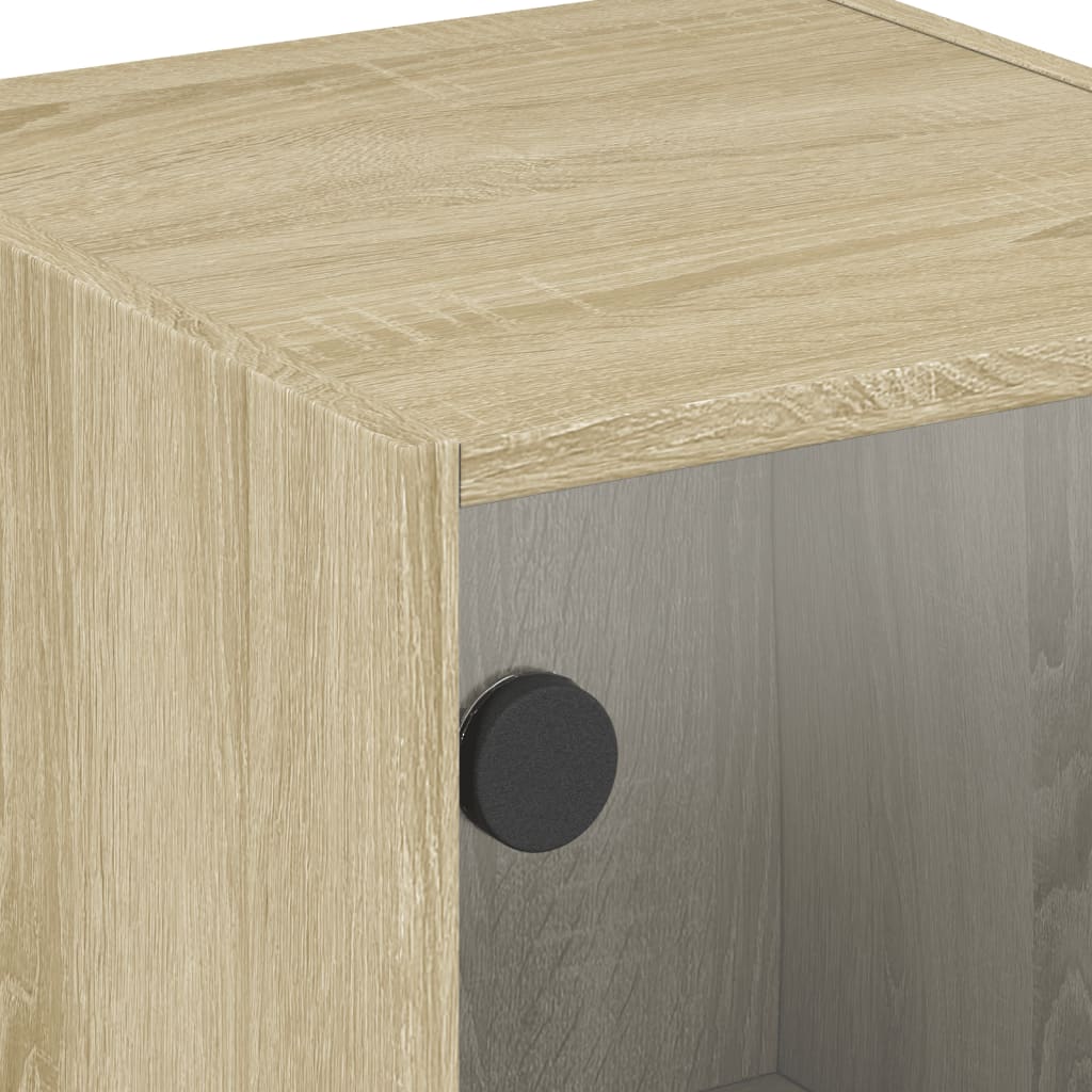 Bedside Cabinets with Glass Doors 2 pcs Sonoma Oak 35x37x42 cm