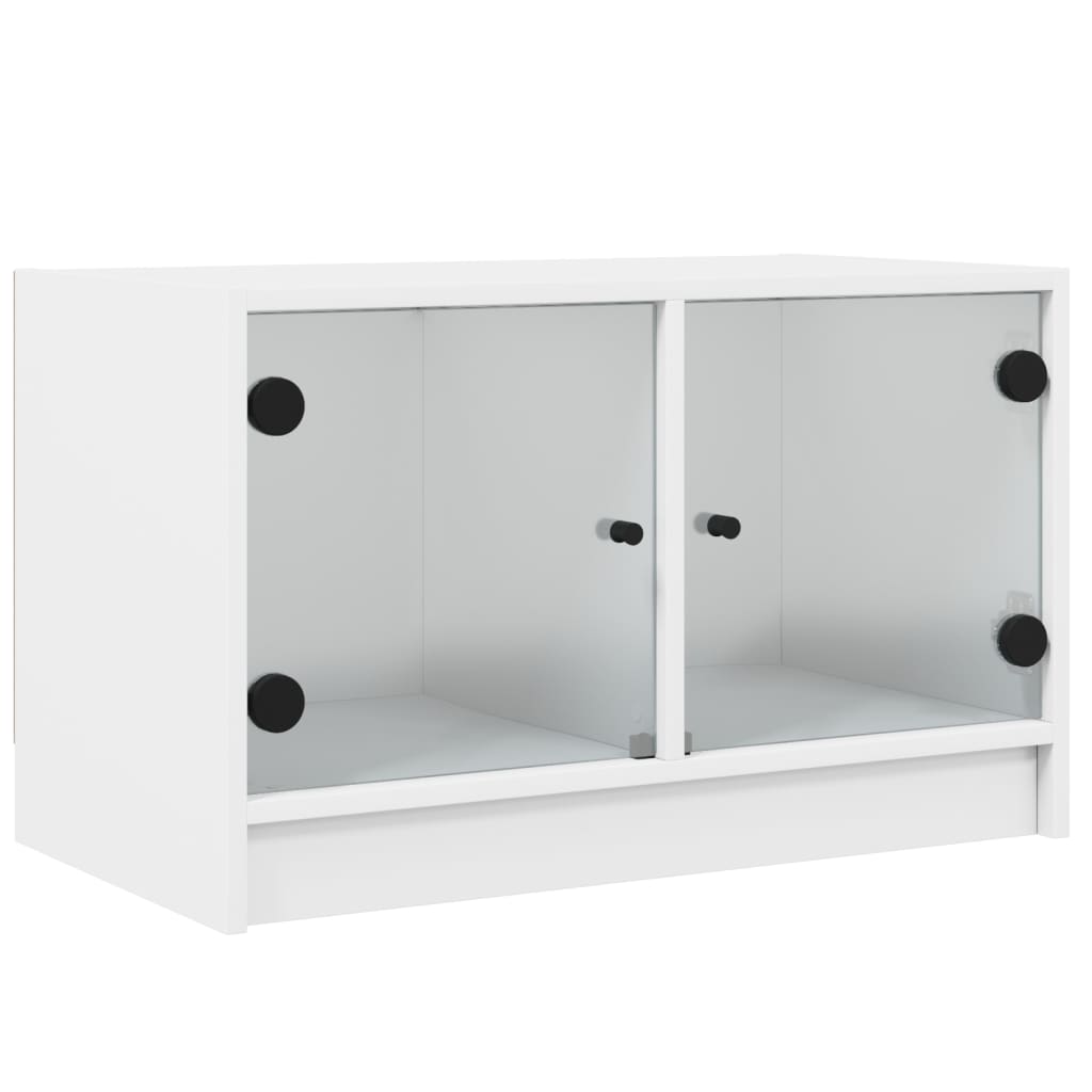 vidaXL TV Cabinet with Glass Doors White 68x37x42 cm