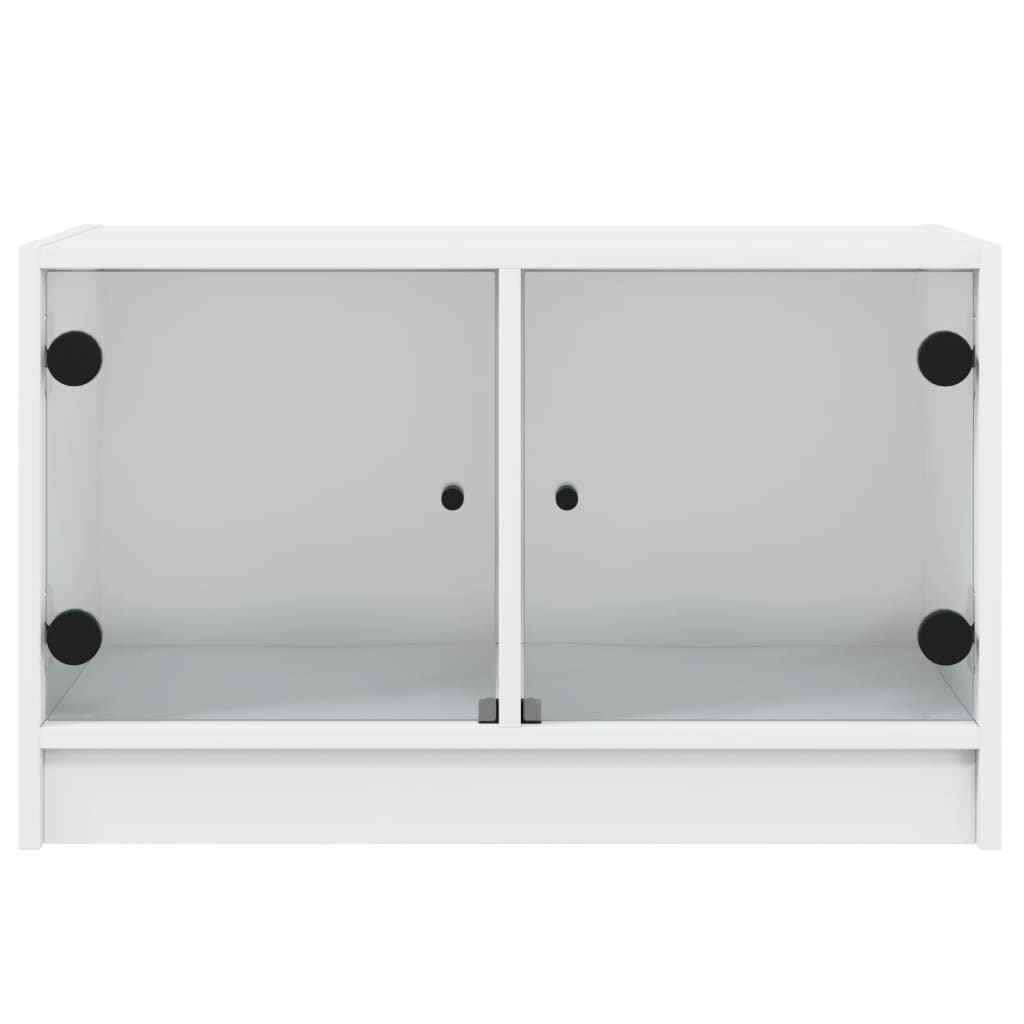 vidaXL TV Cabinet with Glass Doors White 68x37x42 cm