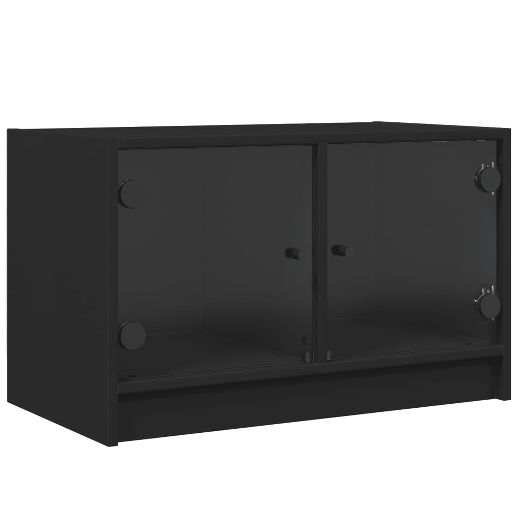 vidaXL TV Cabinet with Glass Doors Black 68x37x42 cm