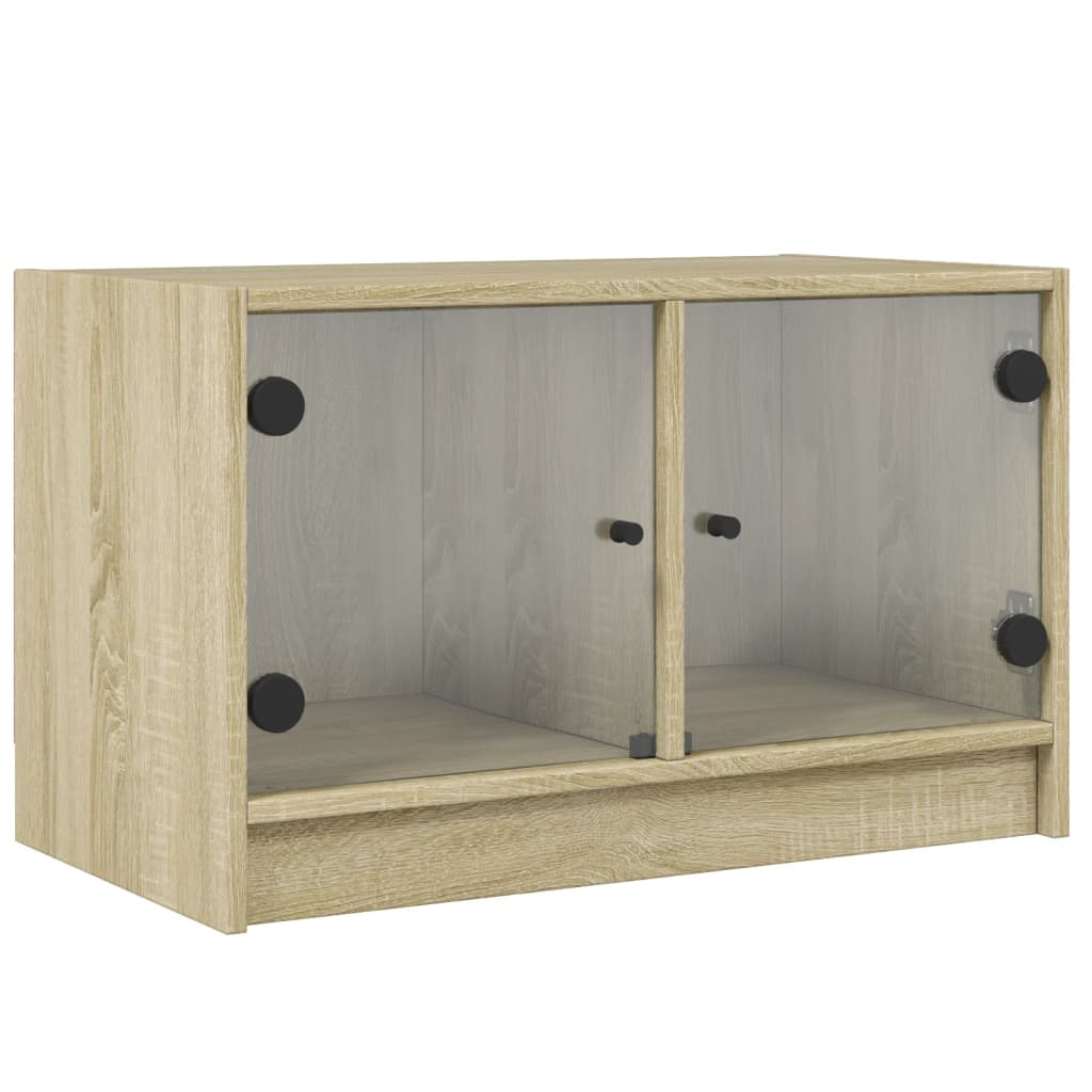 vidaXL TV Cabinet with Glass Doors Sonoma Oak 68x37x42 cm