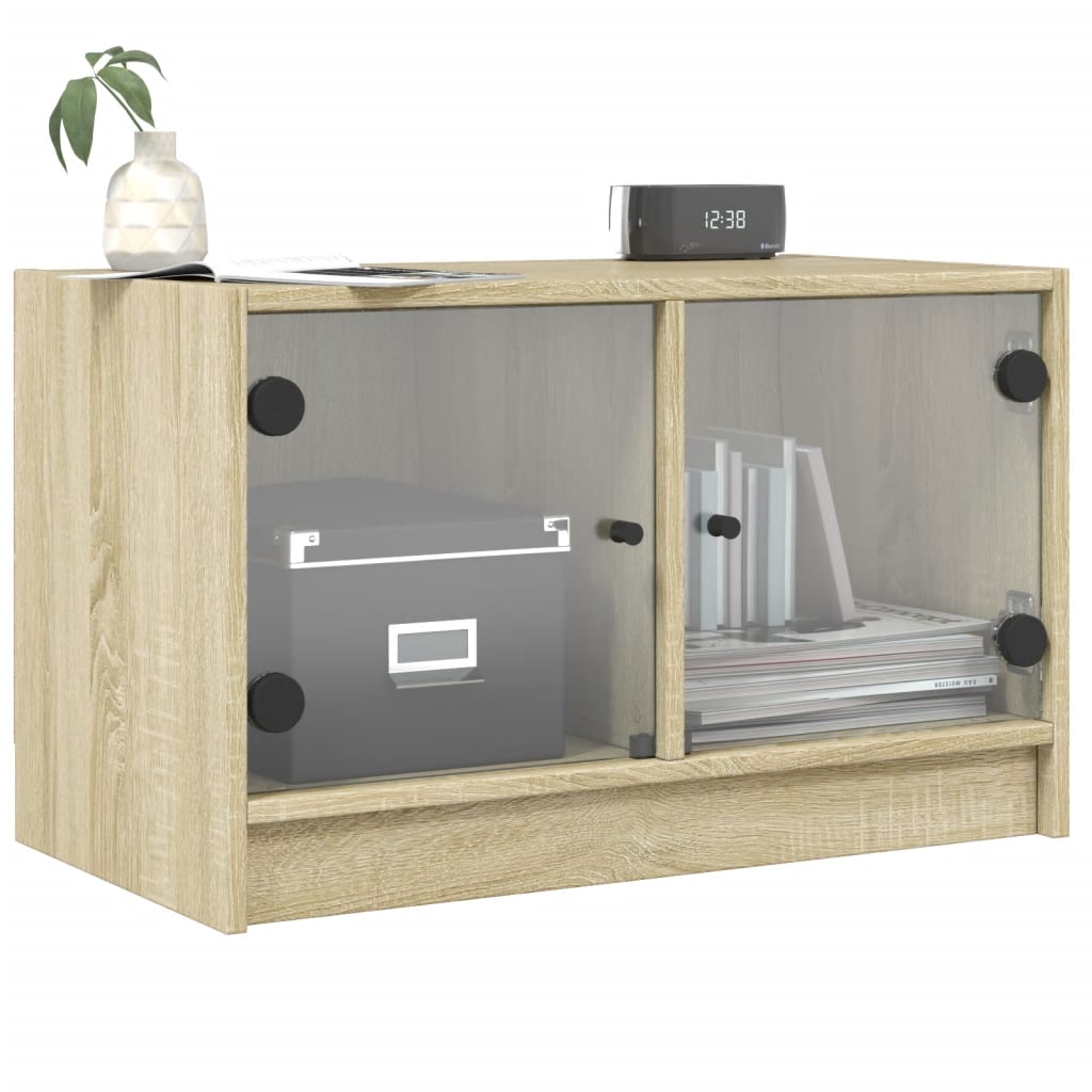 vidaXL TV Cabinet with Glass Doors Sonoma Oak 68x37x42 cm