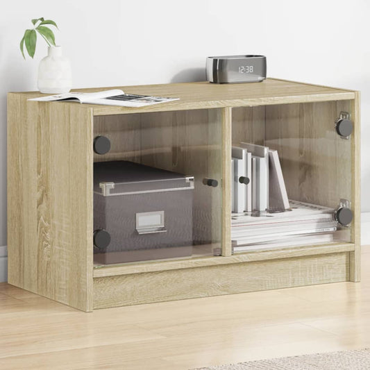 vidaXL TV Cabinet with Glass Doors Sonoma Oak 68x37x42 cm