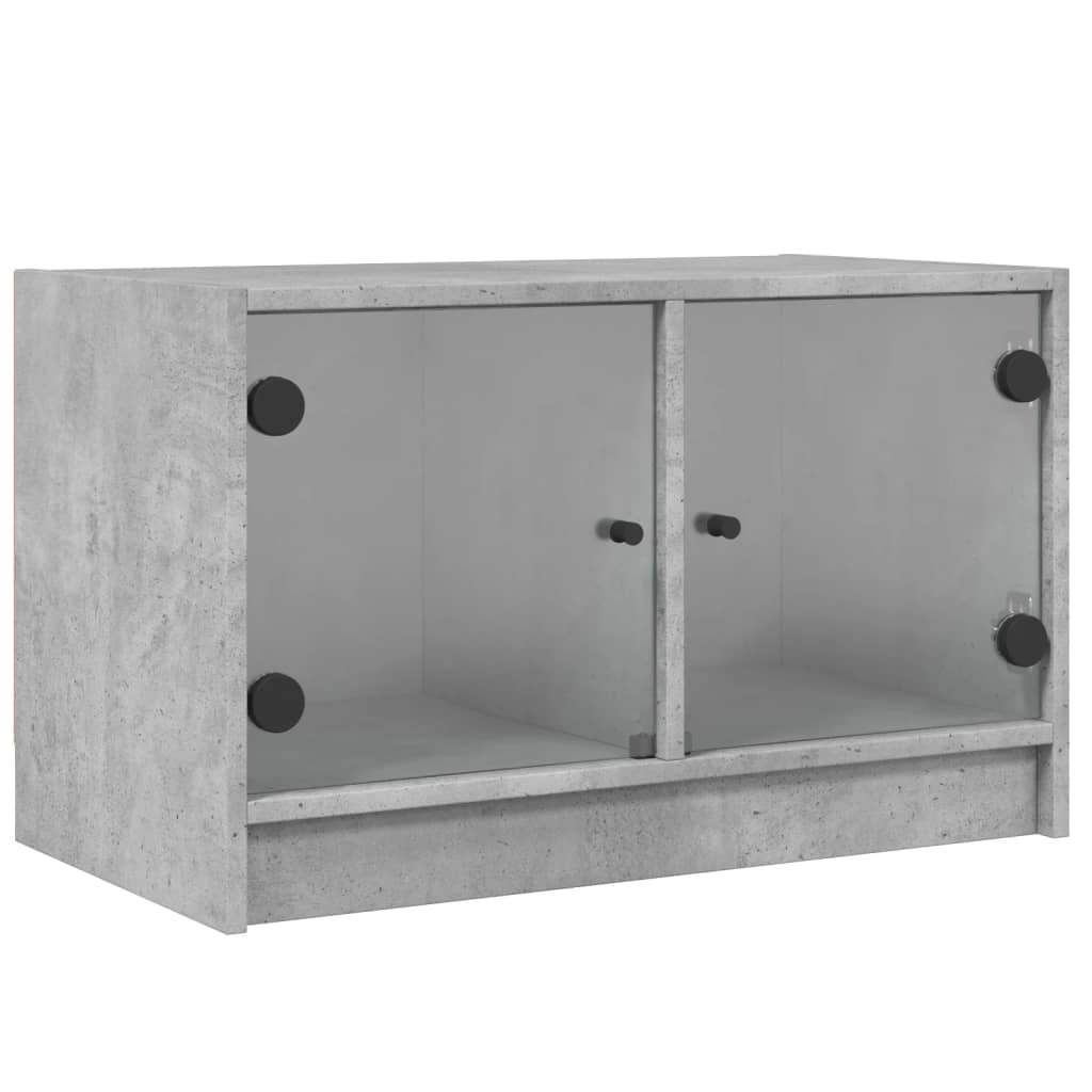 vidaXL TV Cabinet with Glass Doors Concrete Grey 68x37x42 cm