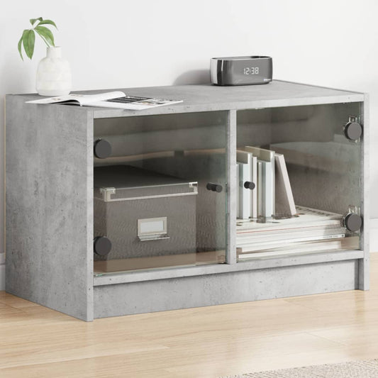 vidaXL TV Cabinet with Glass Doors Concrete Grey 68x37x42 cm