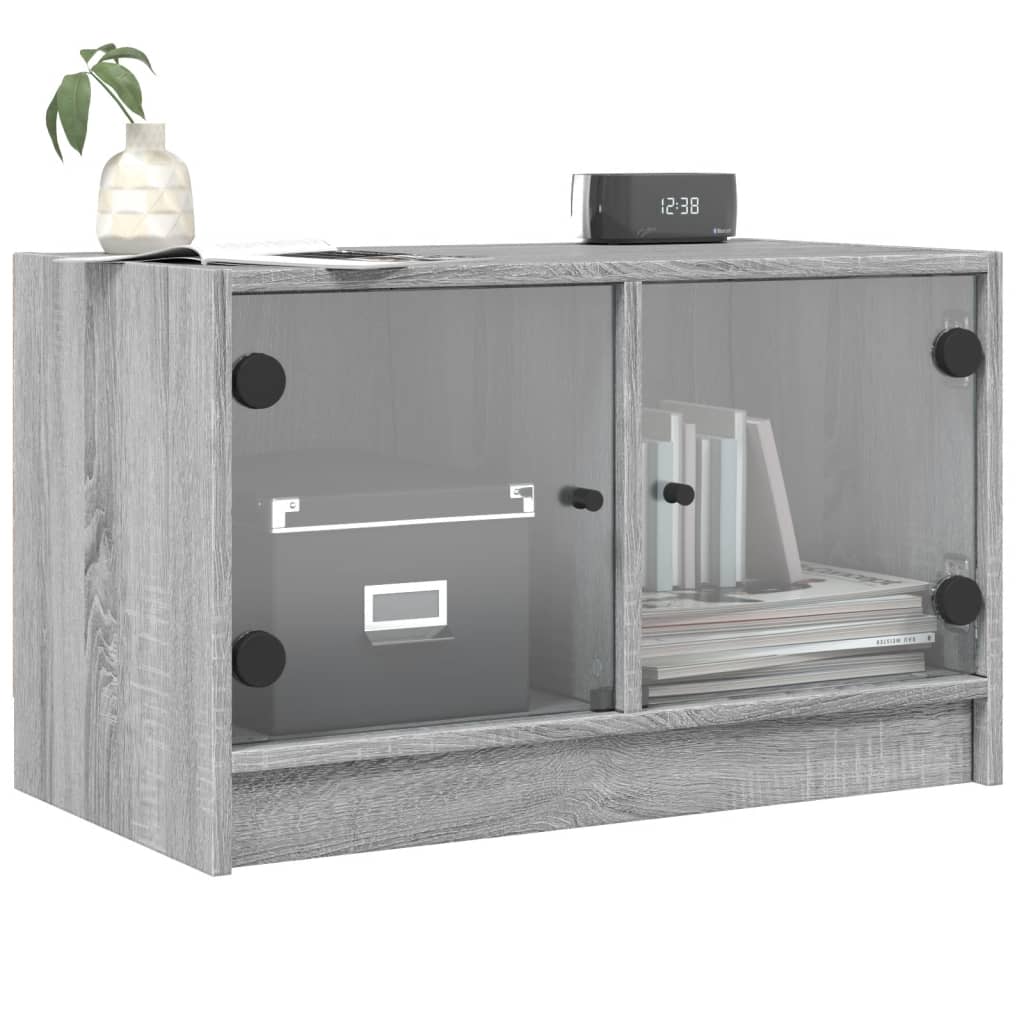 vidaXL TV Cabinet with Glass Doors Grey Sonoma 68x37x42 cm