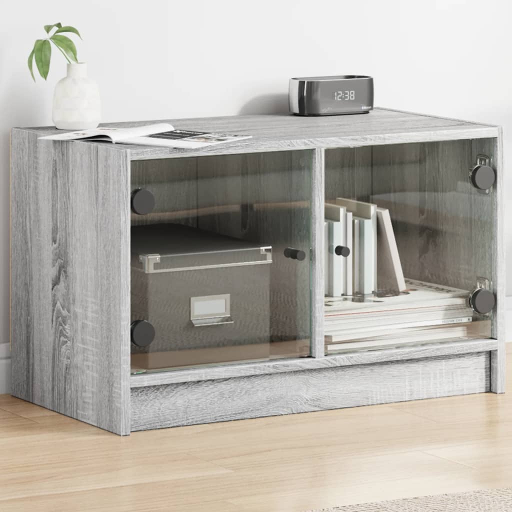 vidaXL TV Cabinet with Glass Doors Grey Sonoma 68x37x42 cm