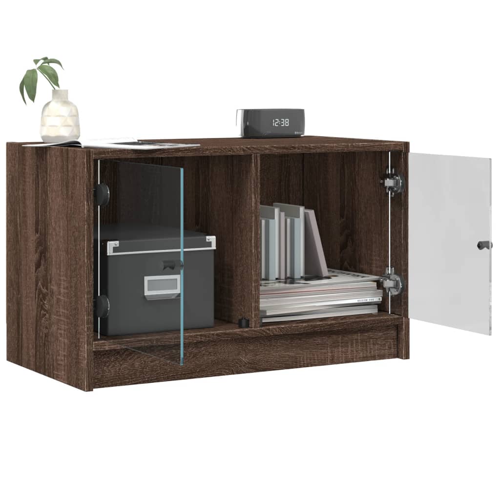 vidaXL TV Cabinet with Glass Doors Brown Oak 68x37x42 cm