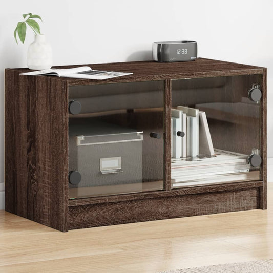 vidaXL TV Cabinet with Glass Doors Brown Oak 68x37x42 cm