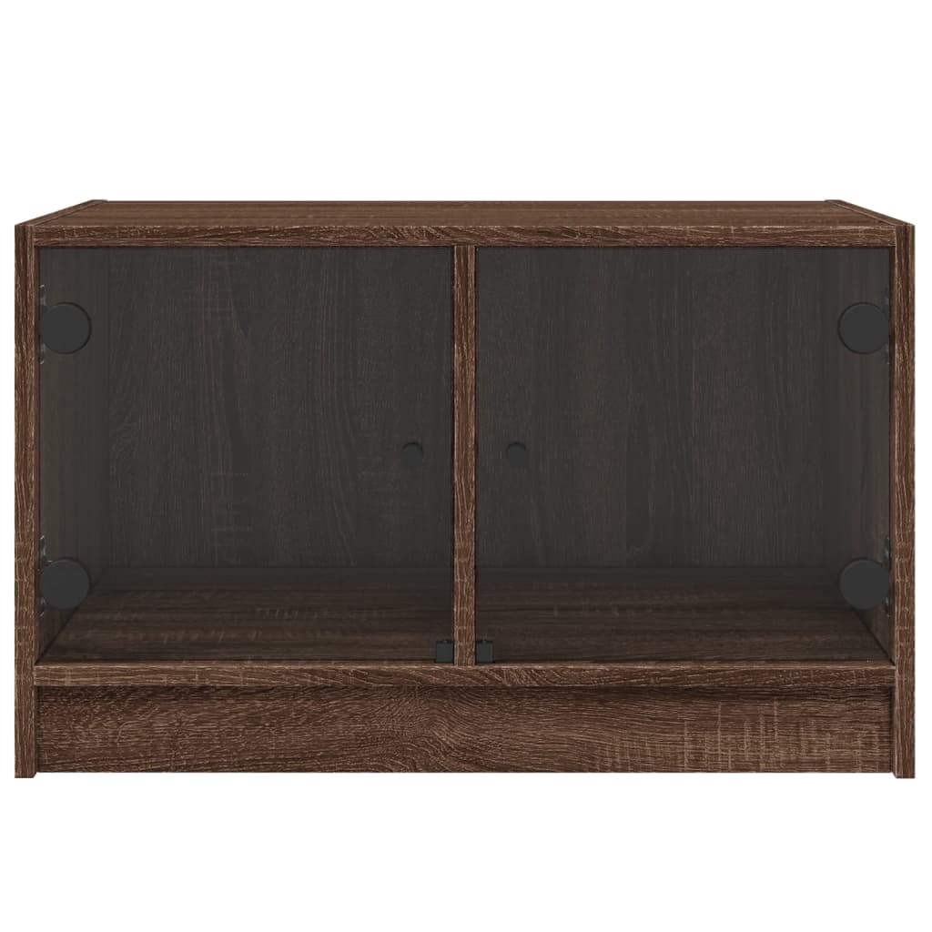 Coffee Table with Glass Doors Brown Oak 68x50x42 cm