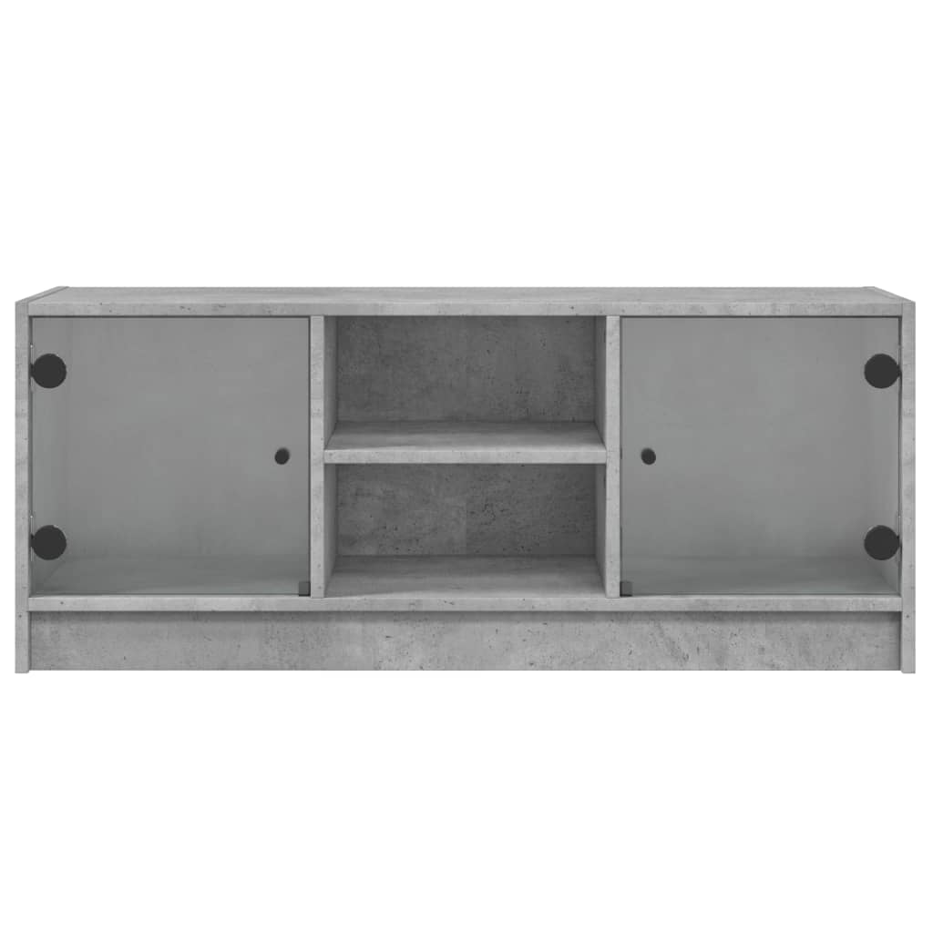 vidaXL TV Cabinet with Glass Doors Concrete Grey 102x37x42 cm