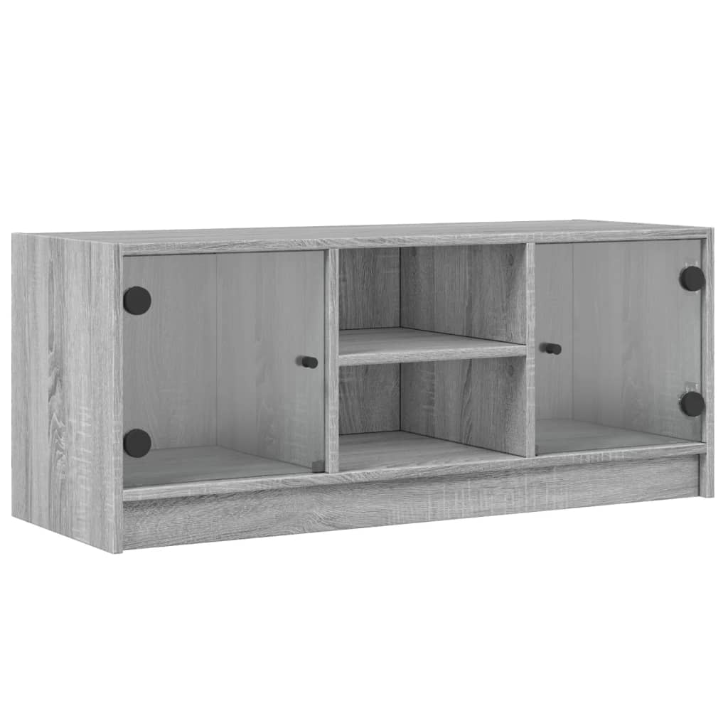 vidaXL TV Cabinet with Glass Doors Grey Sonoma 102x37x42 cm