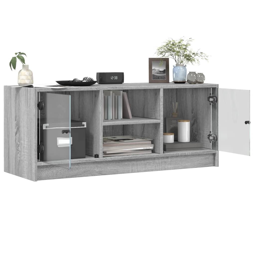 vidaXL TV Cabinet with Glass Doors Grey Sonoma 102x37x42 cm