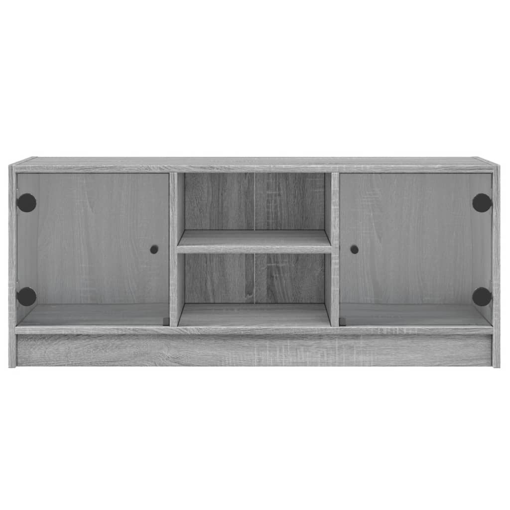 vidaXL TV Cabinet with Glass Doors Grey Sonoma 102x37x42 cm