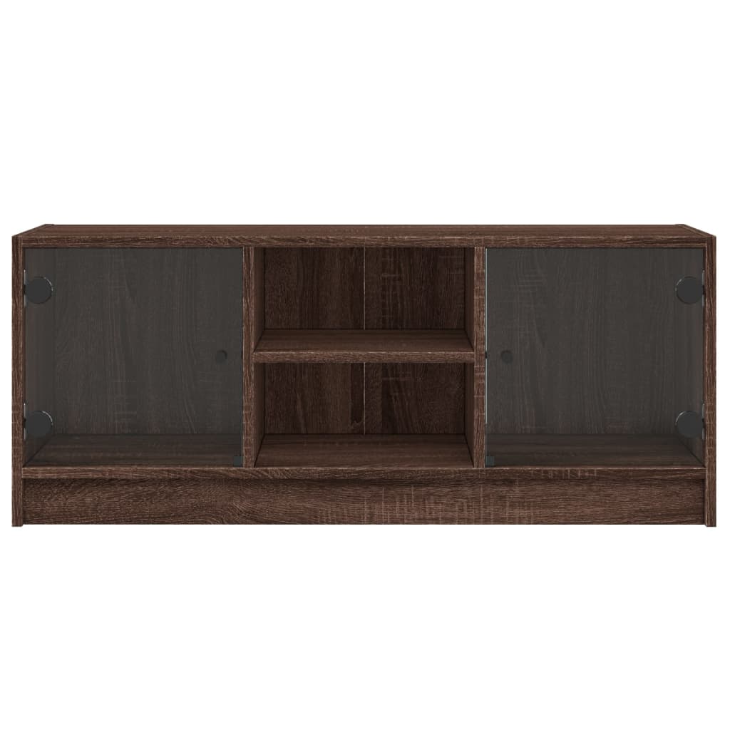 vidaXL TV Cabinet with Glass Doors Brown Oak 102x37x42 cm