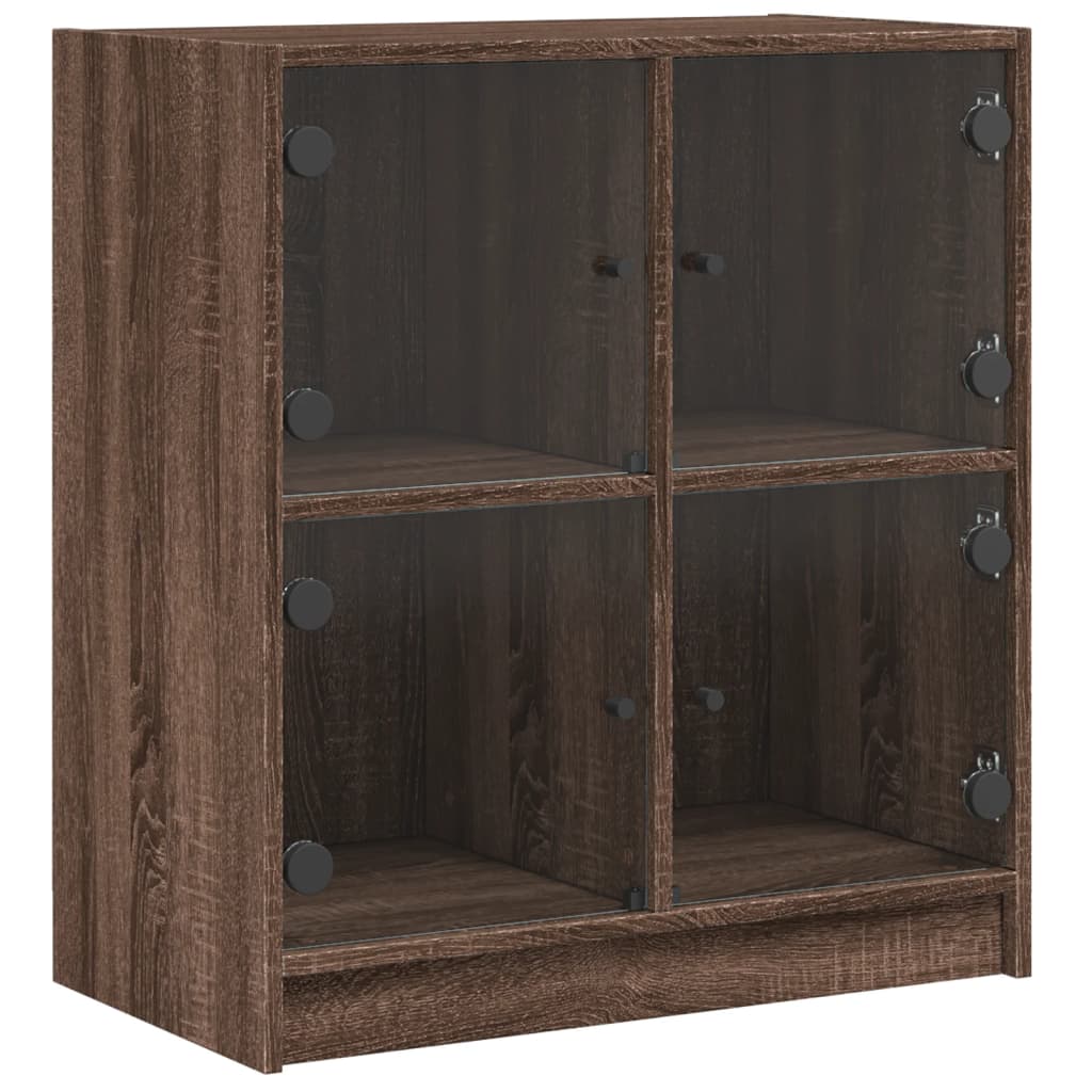 vidaXL Side Cabinet with Glass Doors Brown Oak 68x37x75.5 cm