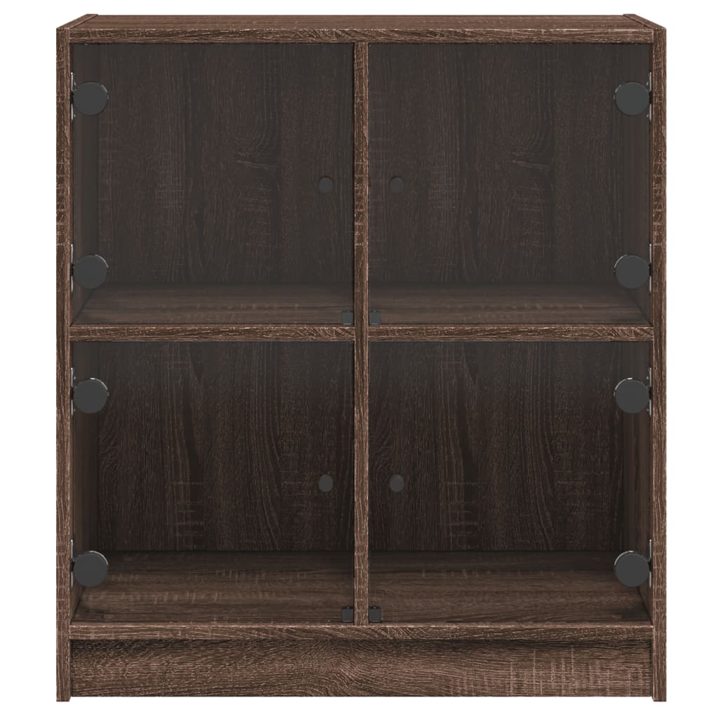 vidaXL Side Cabinet with Glass Doors Brown Oak 68x37x75.5 cm