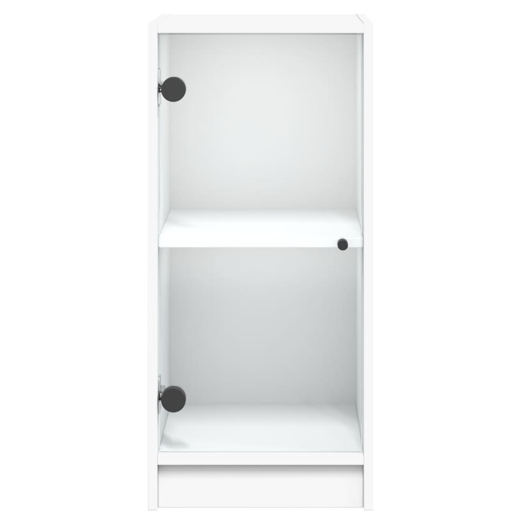 vidaXL Side Cabinet with Glass Doors White 35x37x75.5 cm