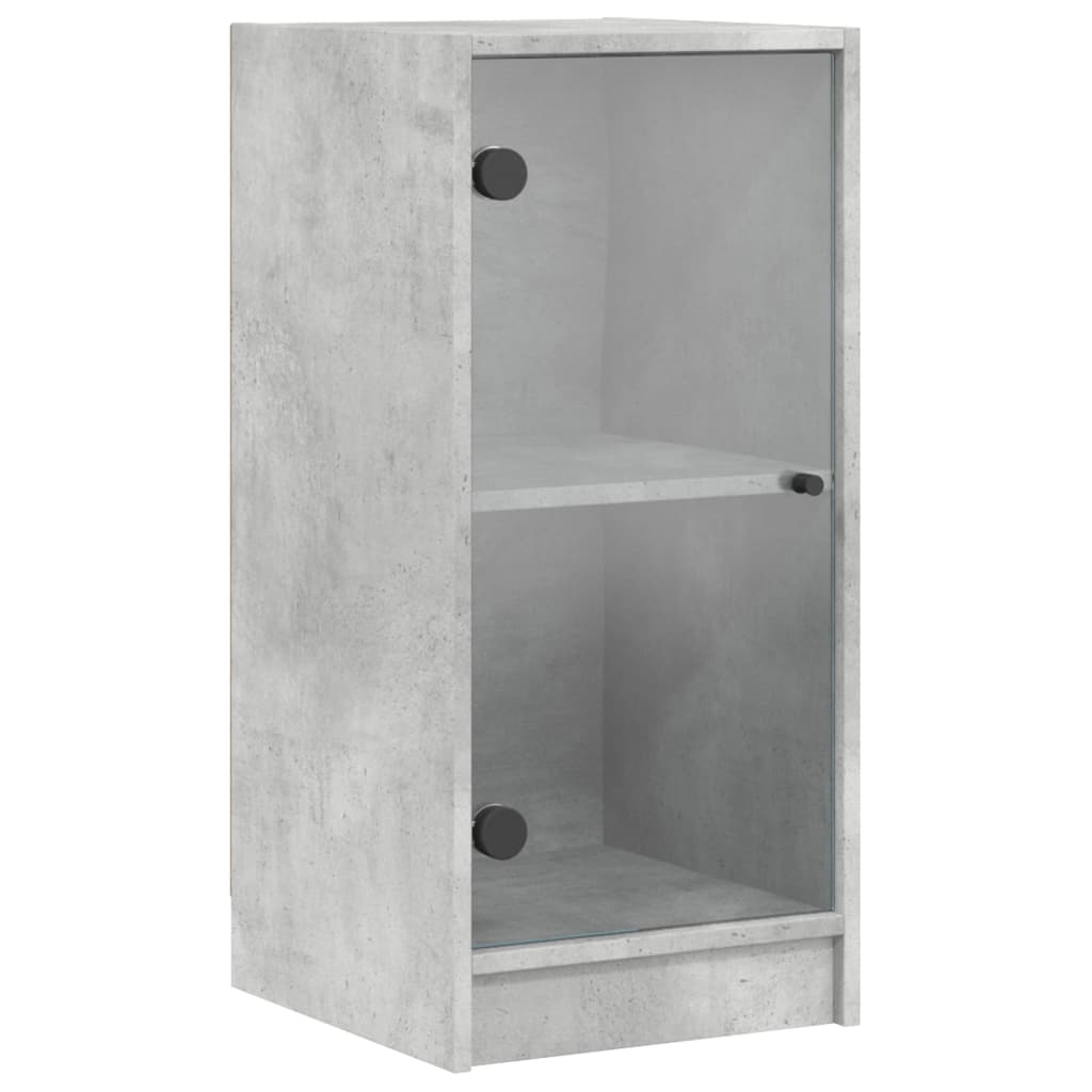 vidaXL Side Cabinet with Glass Doors Concrete Grey 35x37x75.5 cm