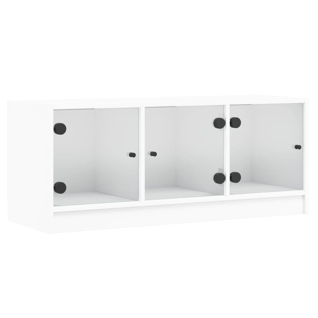 vidaXL TV Cabinet with Glass Doors White 102x37x42 cm