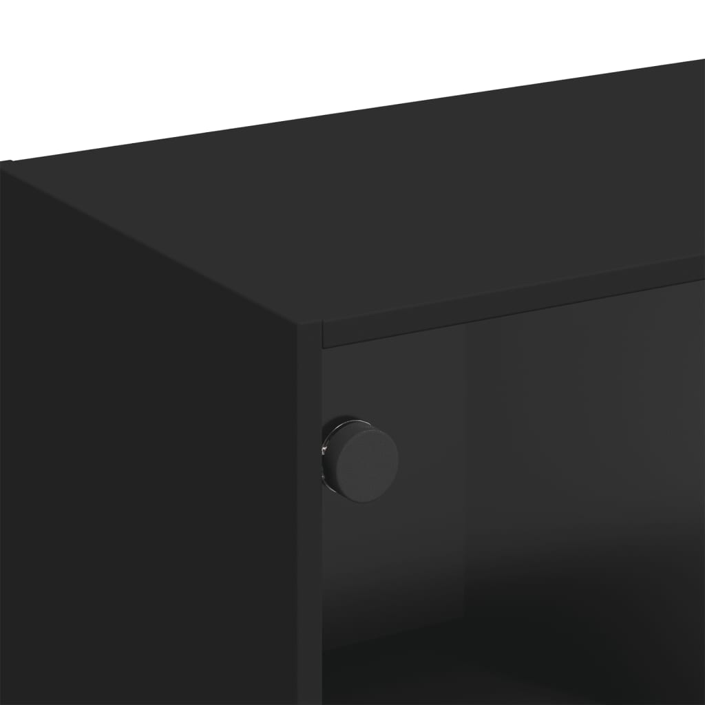 vidaXL TV Cabinet with Glass Doors Black 102x37x42 cm