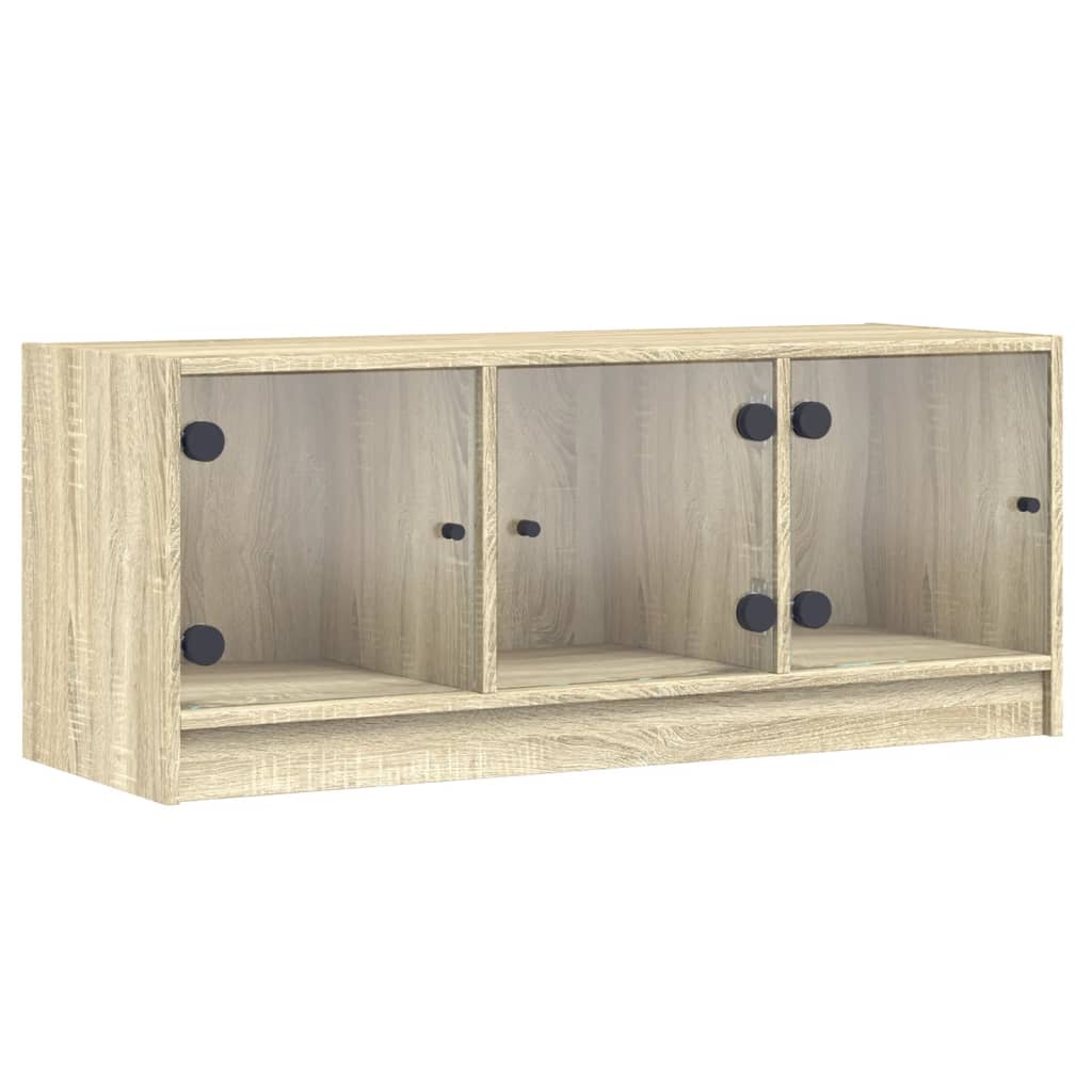 vidaXL TV Cabinet with Glass Doors Sonoma Oak 102x37x42 cm