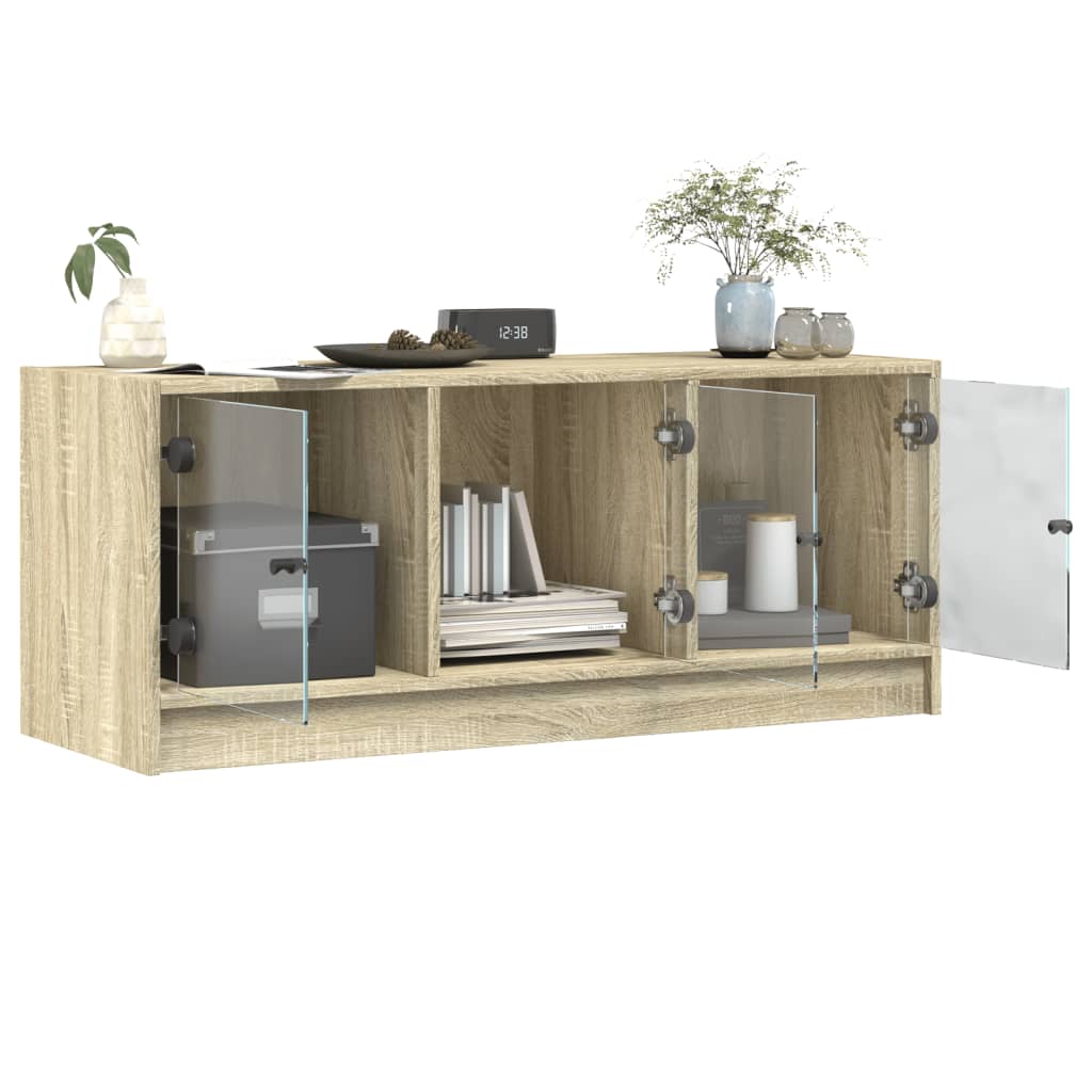 vidaXL TV Cabinet with Glass Doors Sonoma Oak 102x37x42 cm