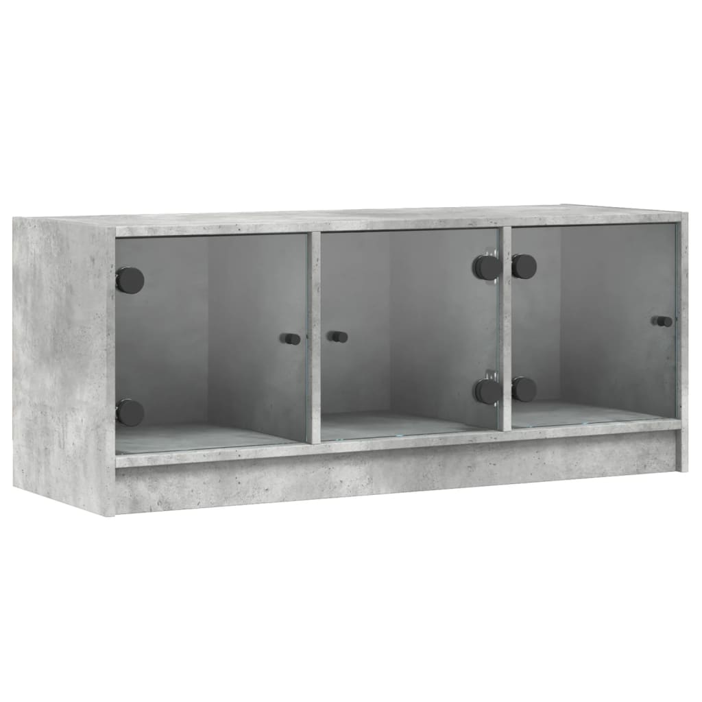 vidaXL TV Cabinet with Glass Doors Concrete Grey 102x37x42 cm