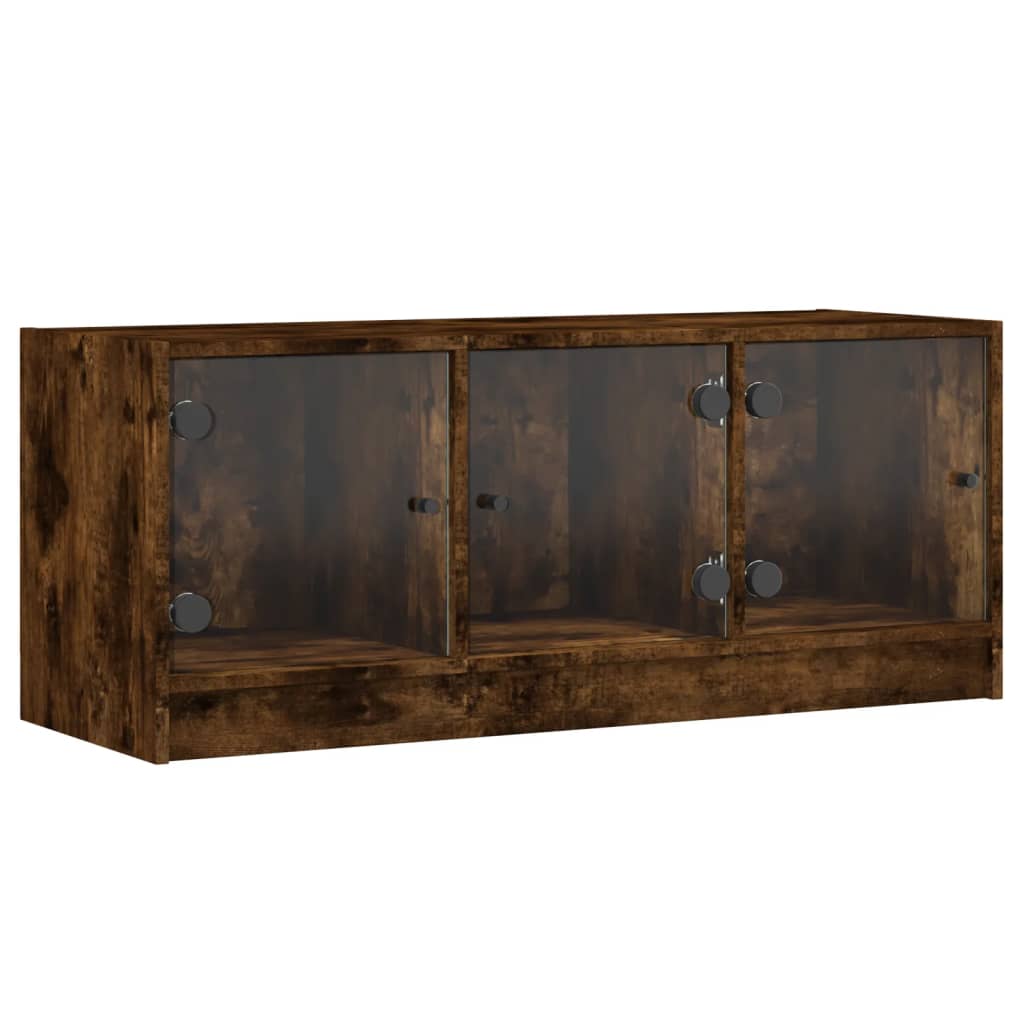 vidaXL TV Cabinet with Glass Doors Smoked Oak 102x37x42 cm