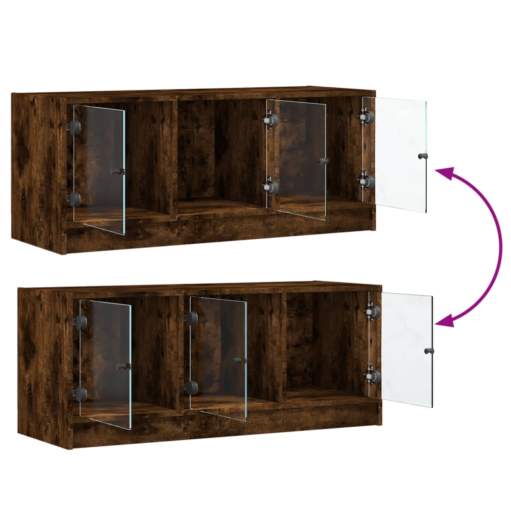 vidaXL TV Cabinet with Glass Doors Smoked Oak 102x37x42 cm