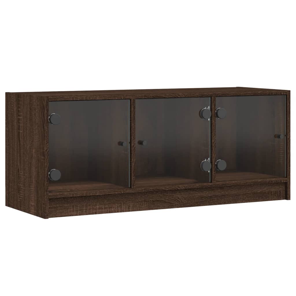 vidaXL TV Cabinet with Glass Doors Brown Oak 102x37x42 cm