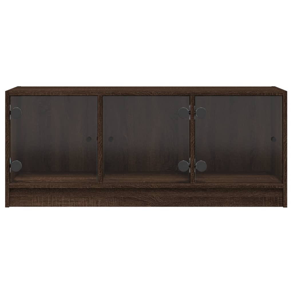 vidaXL TV Cabinet with Glass Doors Brown Oak 102x37x42 cm