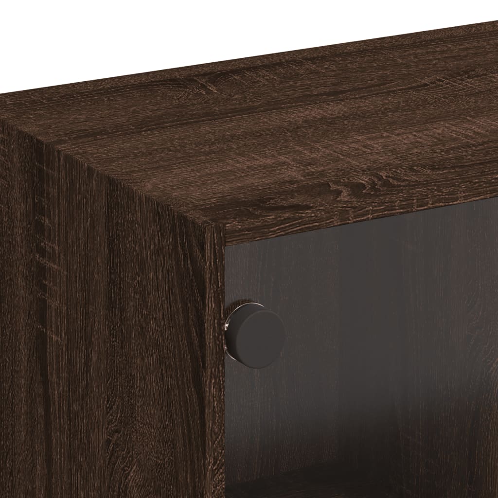 vidaXL TV Cabinet with Glass Doors Brown Oak 102x37x42 cm