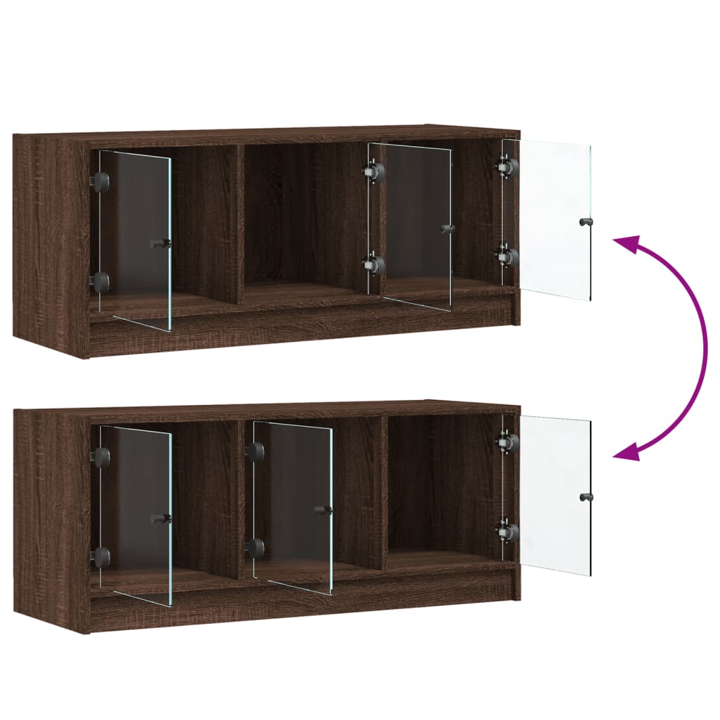 vidaXL TV Cabinet with Glass Doors Brown Oak 102x37x42 cm