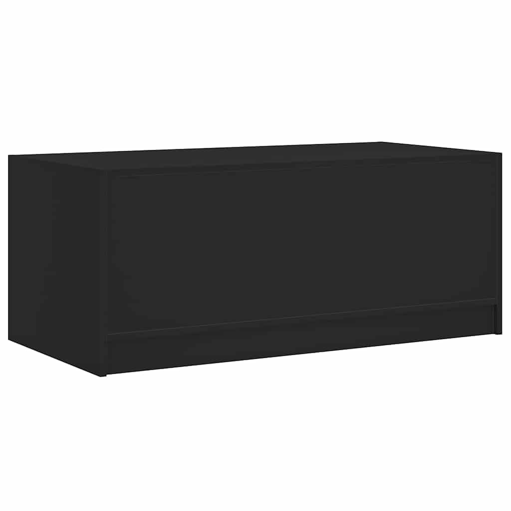 Coffee Table with Glass Doors Black 102x50x42 cm