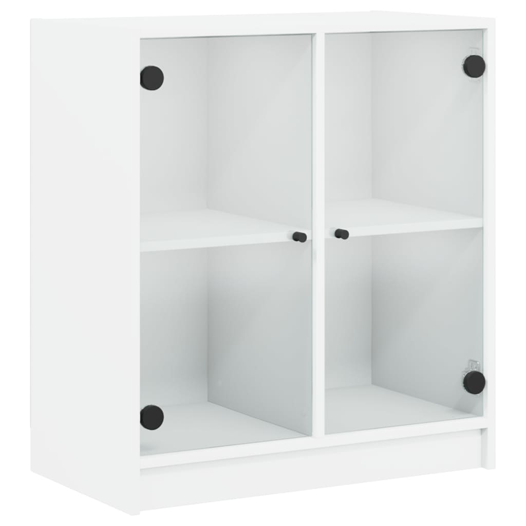 vidaXL Side Cabinet with Glass Doors White 68x37x75.5 cm