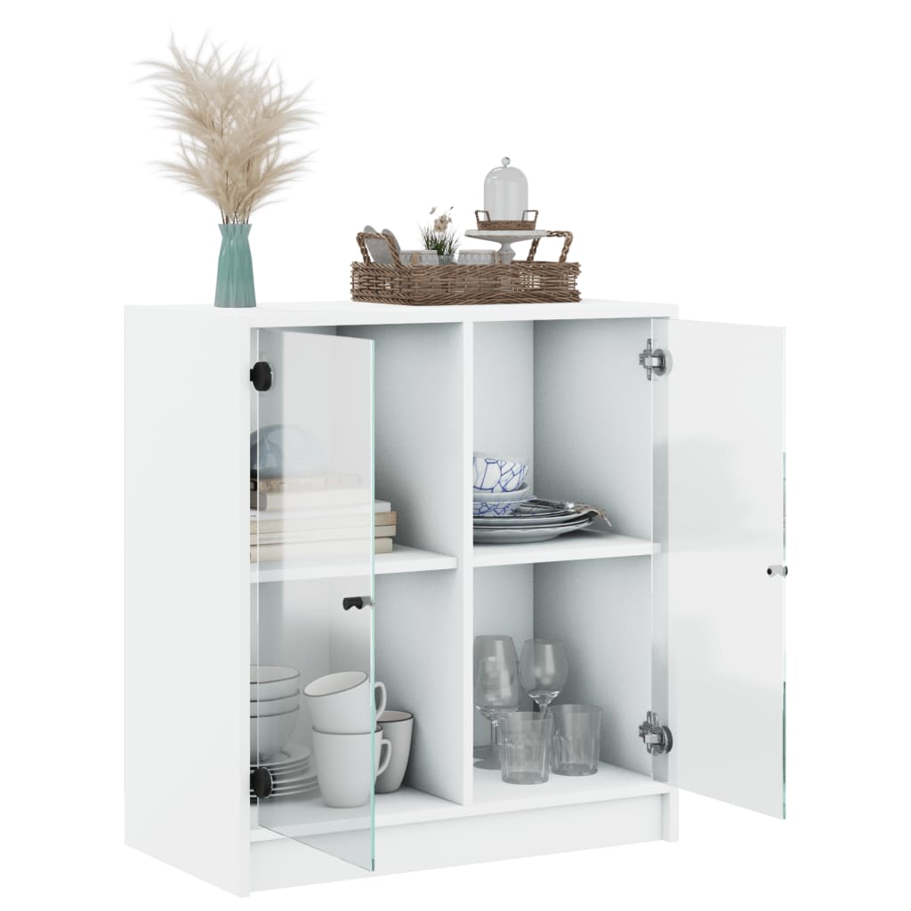 vidaXL Side Cabinet with Glass Doors White 68x37x75.5 cm