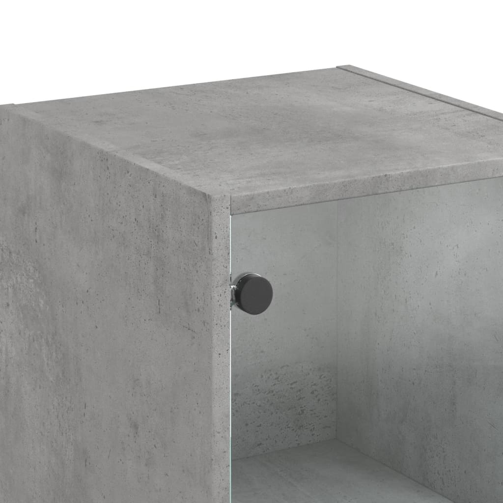 Highboard with Glass Doors Concrete Grey 35x37x142 cm