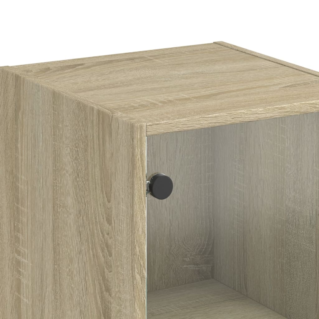 Highboard with Glass Door Sonoma Oak 35x37x142 cm