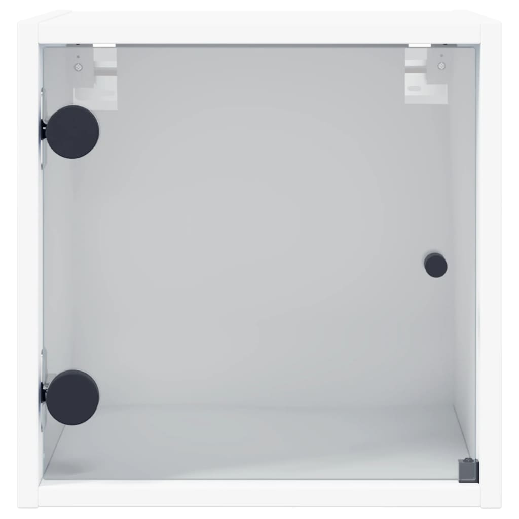 Bedside Cabinet with Glass Door White 35x37x35 cm