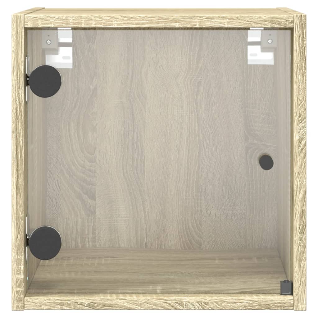 Bedside Cabinet with Glass Door Sonoma Oak 35x37x35 cm